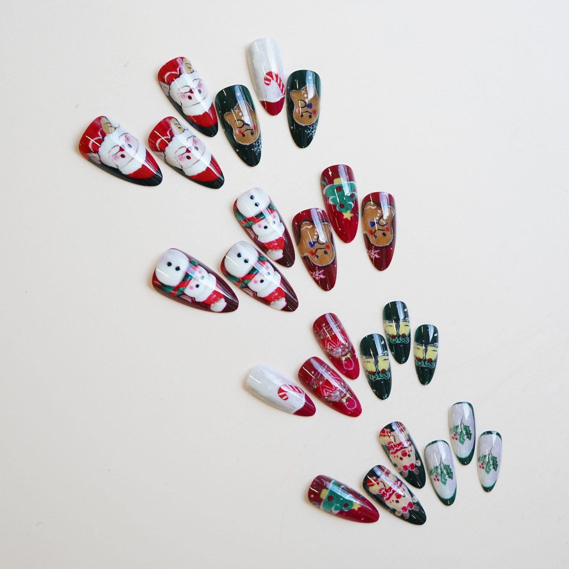 Wholesale Christmas red and green elk gingerbread man snowman wearable nail stickers